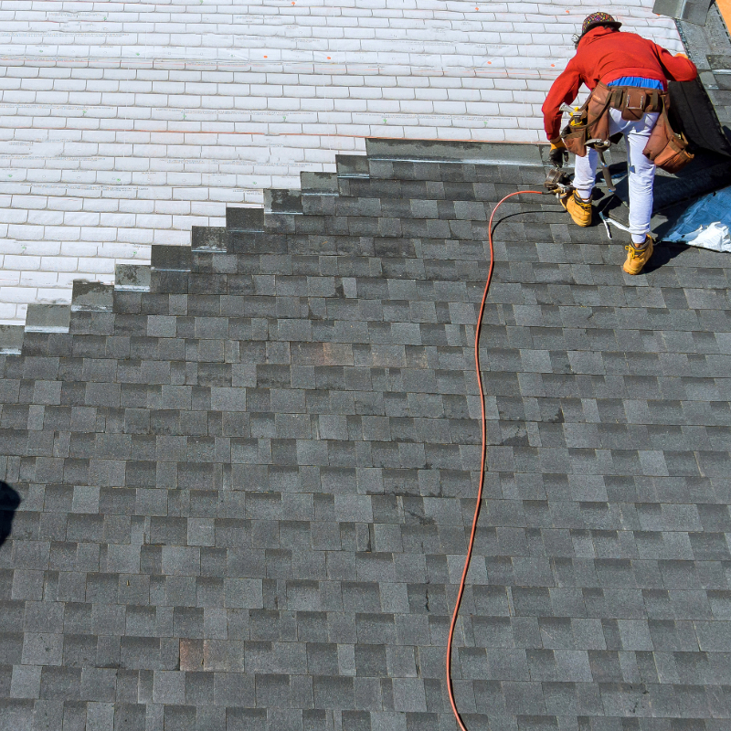 Asphalt roofing work in