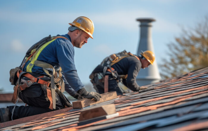 Roof reparation work in progress on a residential home – All Phase Roofing